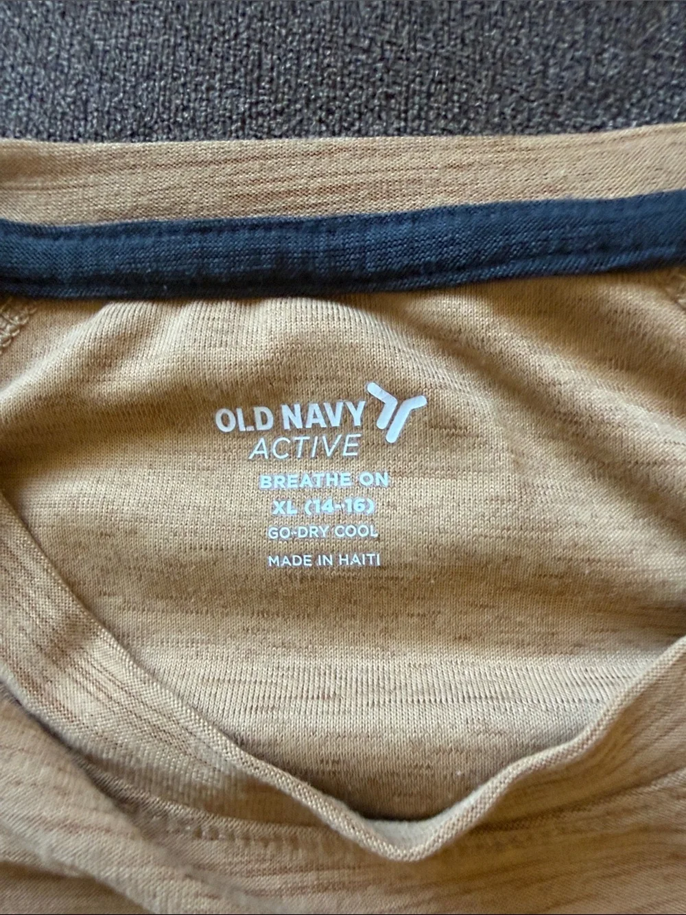 Old Navy Active Long Sleeve Top - Tan with Black Trim
